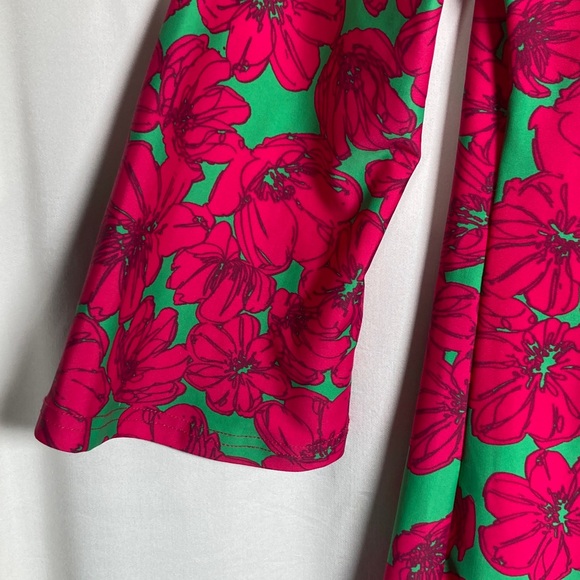 NWT Aryeh Vibrant Hot Pink and Green Midi Dress Sz S - Picture 3 of 10